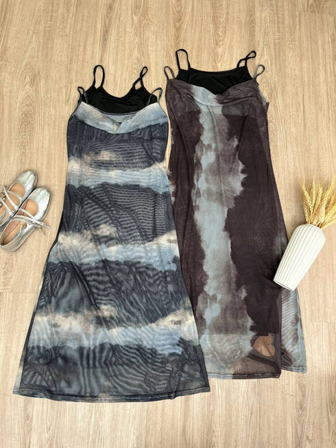 Tie Dye Sleeveless Long Slip Dresses
